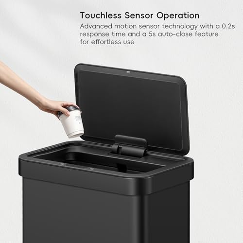 Brushed Stainless Steel Touchless Motion Sensor Trash Can, 50 Liter A122