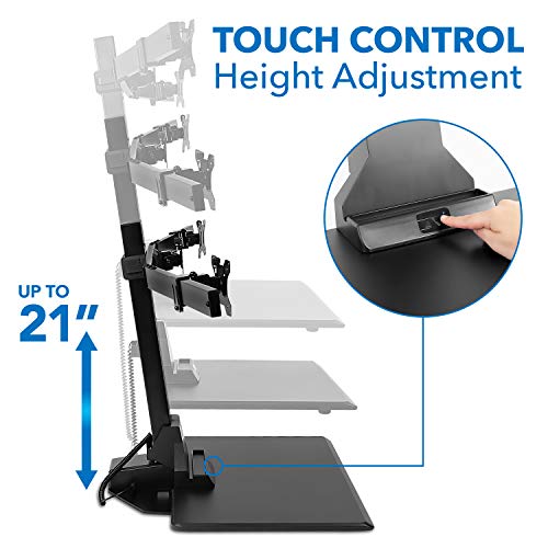 Triple Monitor Electric Standing Desk Converter with 3 Mounts for Screens up to 32" Q275