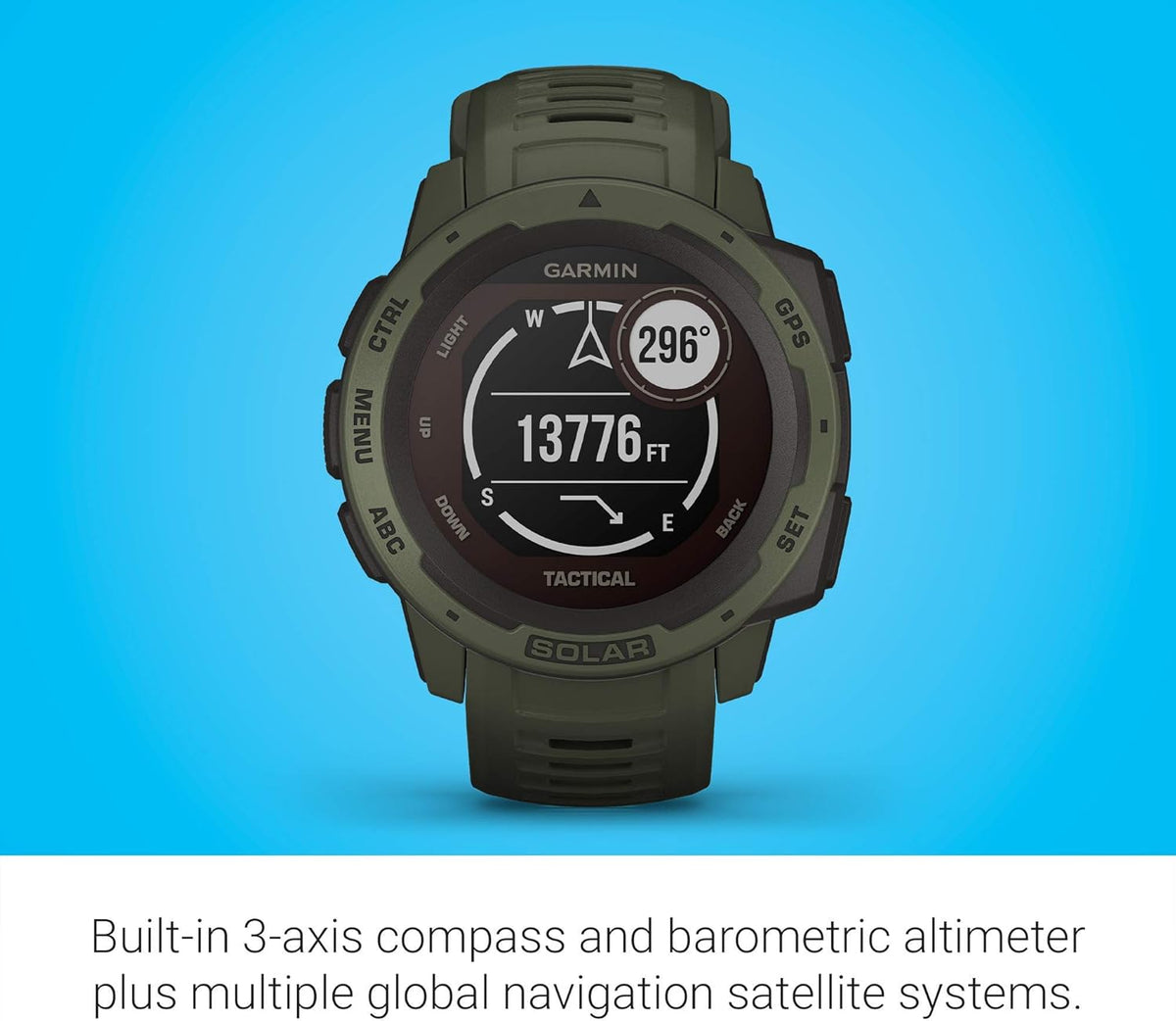 Moss Green Solar-Powered Rugged Outdoor Smartwatch V635