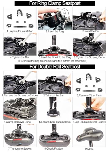 Wide Bicycle Saddle Seat with Dual Shock Absorbing Ball, Thickened Memory Foam, Waterproof N1402