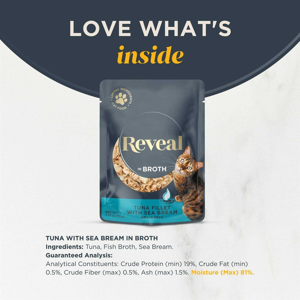 Natural Wet Cat Food Tuna Fillet with Sea Bream in Broth C393035