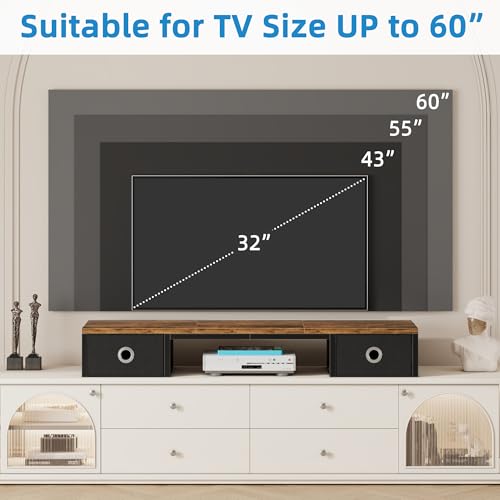 Rustic Brown TV Riser with Fabric Drawers and Steel Legs Q798617