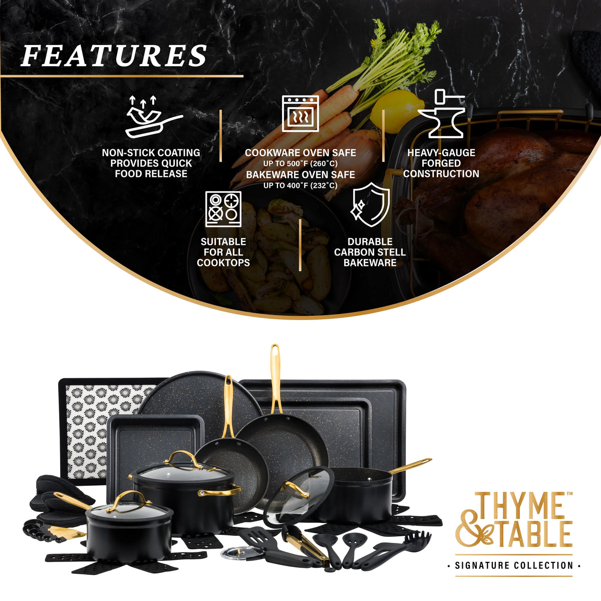 32-Piece Non-Stick Cookware & Bakeware Set, Black P589