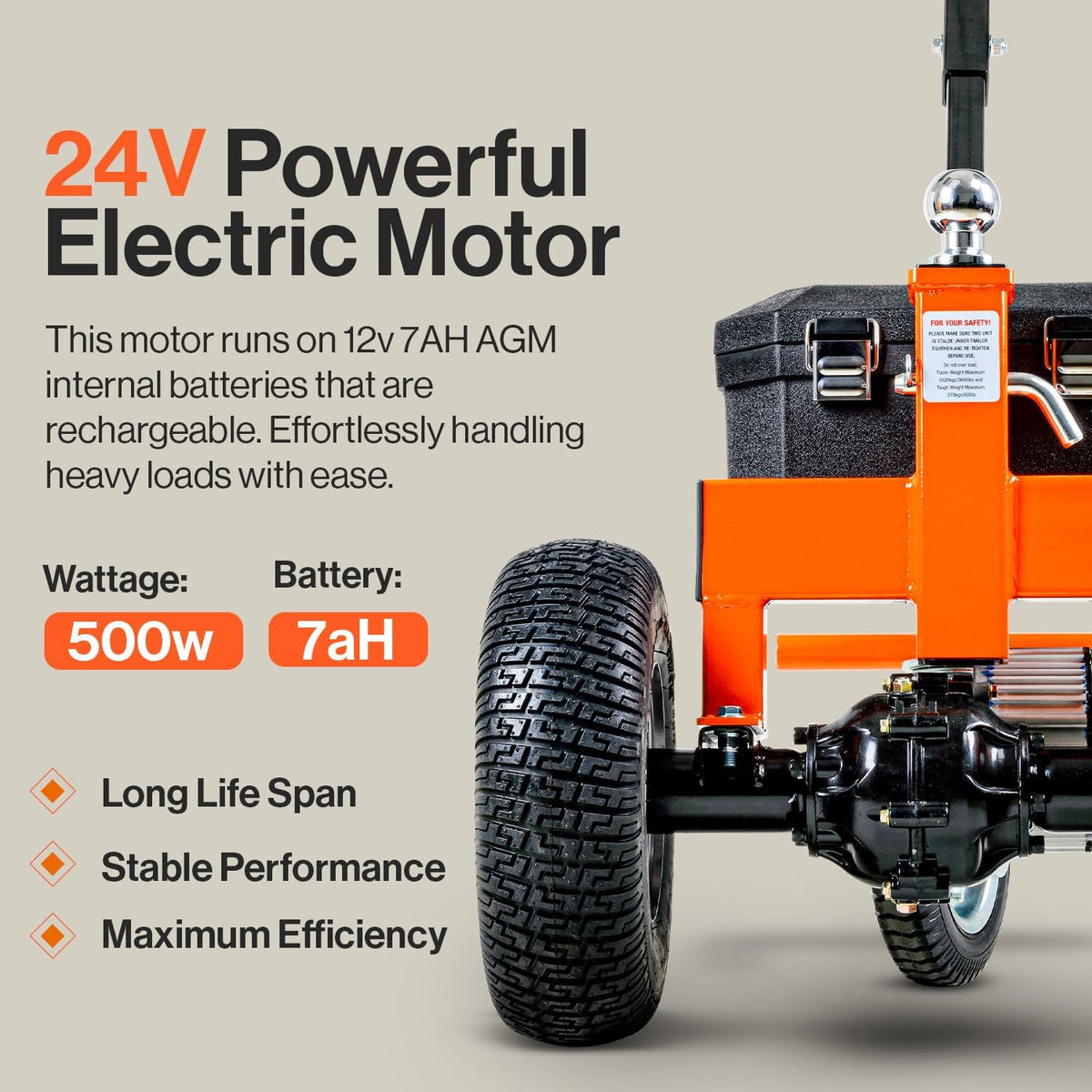 2800LBS Max Trailer Weight Electric Trailer Dolly with 2" Ball Mount D6798