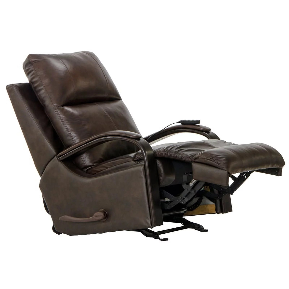 Brown Top Grain Italian Leather Glider Recliner with Heat & Massage K19438
