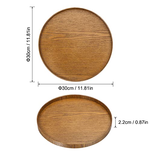 Brown 8 Inch Round Wood Serving Tray V94380