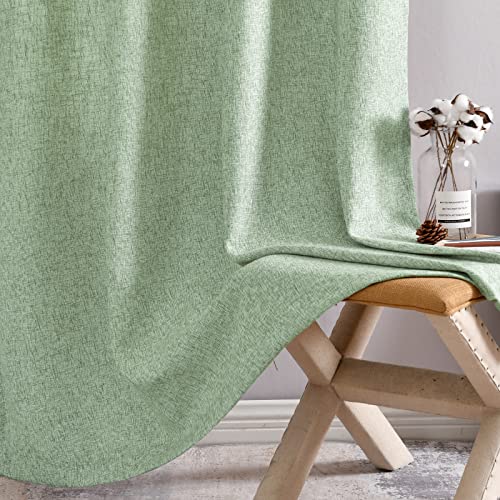 Sage Green Faux Linen Curtains 84 Inches Long Set of 2 Panels D696