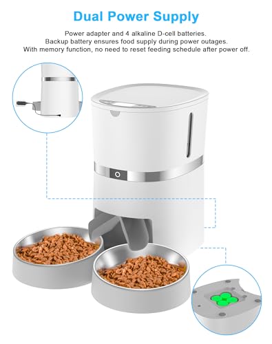 Automatic Cat Feeder with Two-Way Splitter and Double Bowls Y82627
