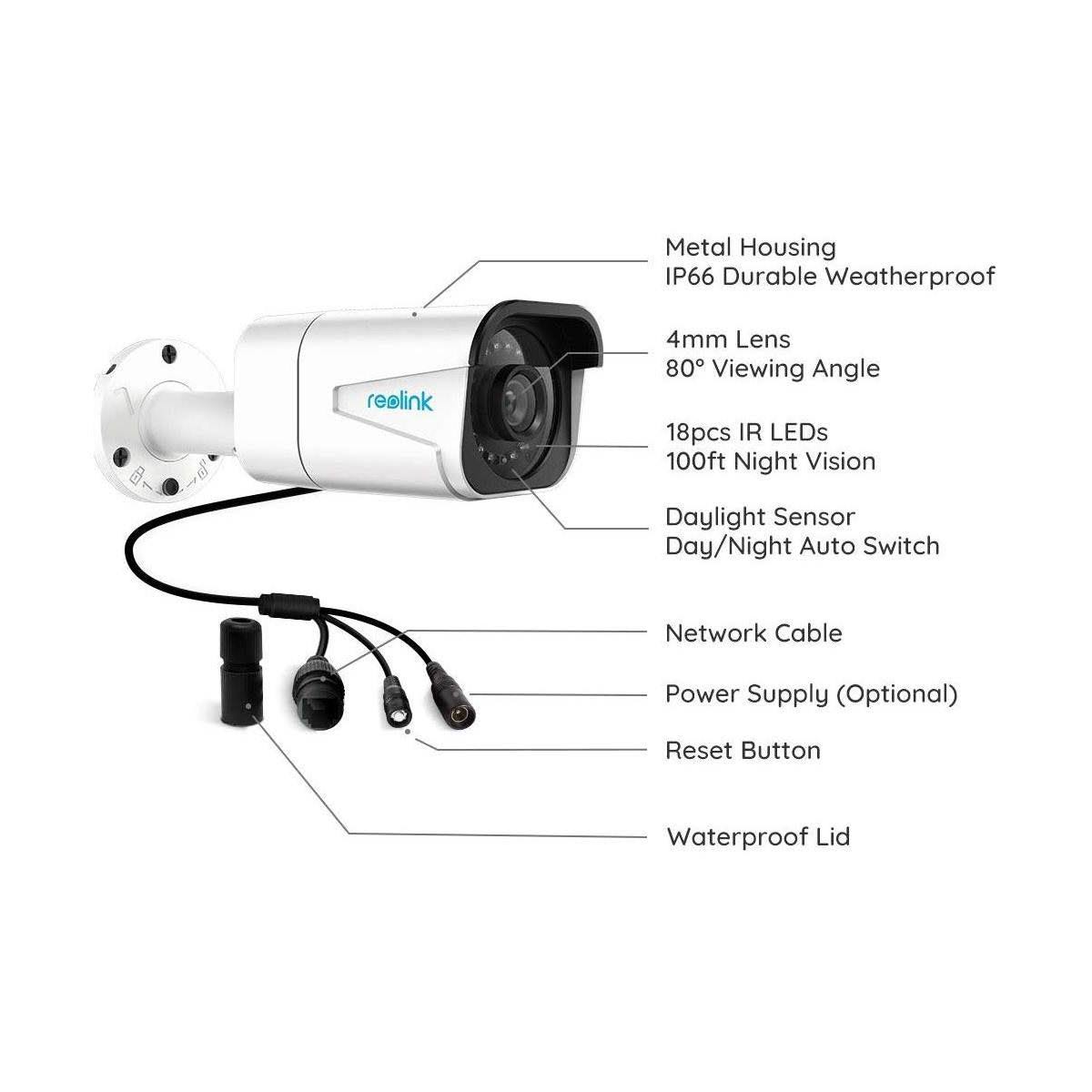 8MP 4K Ultra HD PoE Security IP Camera with Built-in Microphone D436228