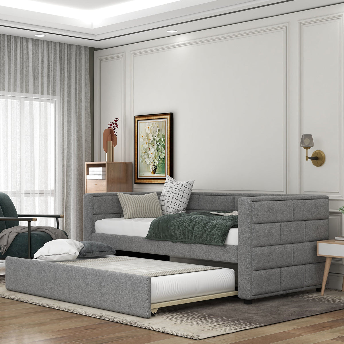 Gray Twin Size Daybed with Trundle W678