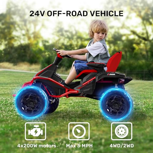 24V 4x4 Ride On Toy with 4x200W Motors, 5MPH, Parent Remote, Wide Adjustable Seat, Headlights, Metal Frame, Shock Absorbers, Green S8847