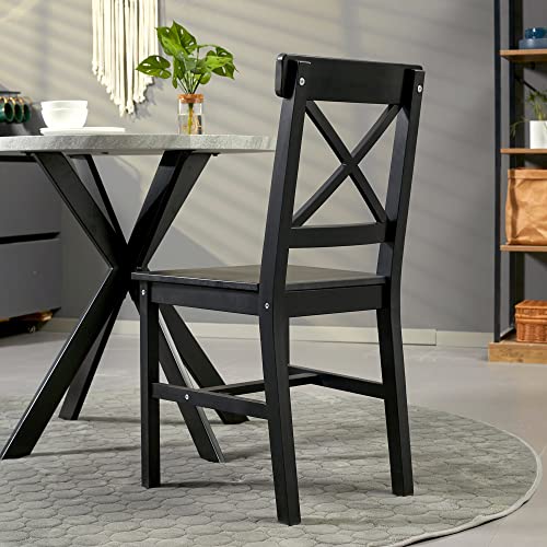 Black Wooden Cross Back Dining Chairs Set of 2 G2192