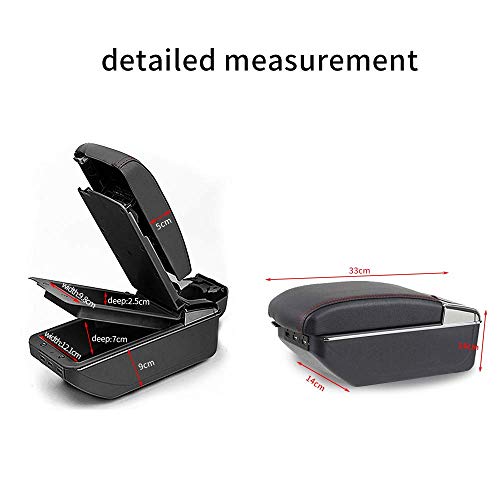 Black Car Center Console Armrest Box Storage Organizer with Cup Holder & Ashtray & 7 USB Ports F82312