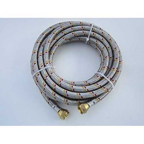 16' Flexible Stainless Steel Braided Hose with 3/8 Brassnut Female Flare Both End T367156
