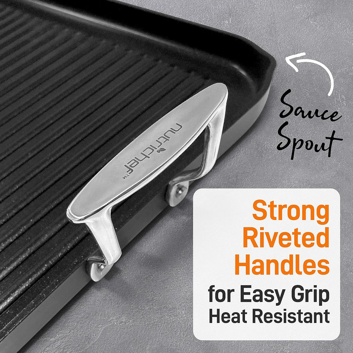 20"x13" Double Burner Hard-Anodized Non Stick Grill & Griddle Pan P176
