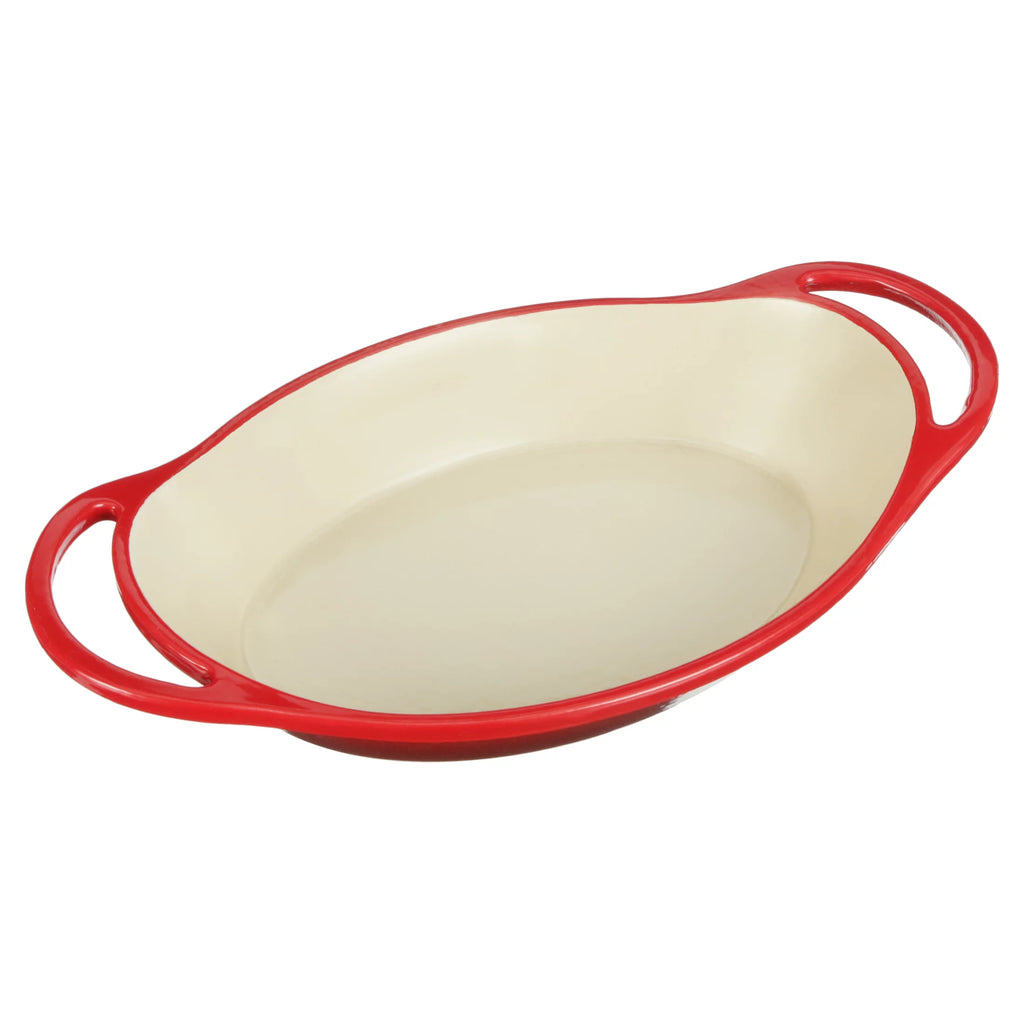 Red Enameled Cast Iron 2 Quart Oval Casserole C68493