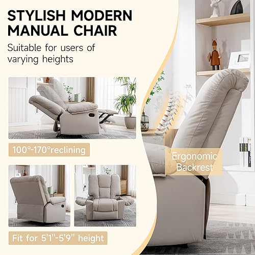 Oversized Dark Grey Manual Recliner Chair R849