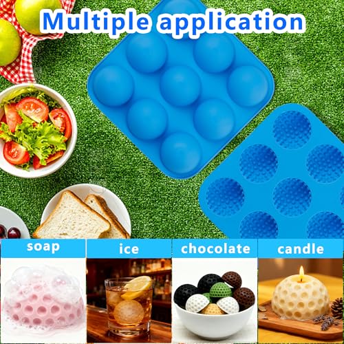 9-Cavity 3D Golf Ball Silicone Molds with Lid N4552