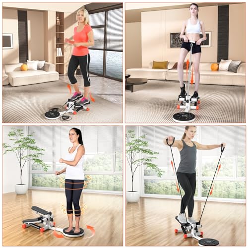 Mini Twist Stepper with Resistance Bands, 330LBS Weight Capacity, Adjustable Twist Table, LCD Monitor D527