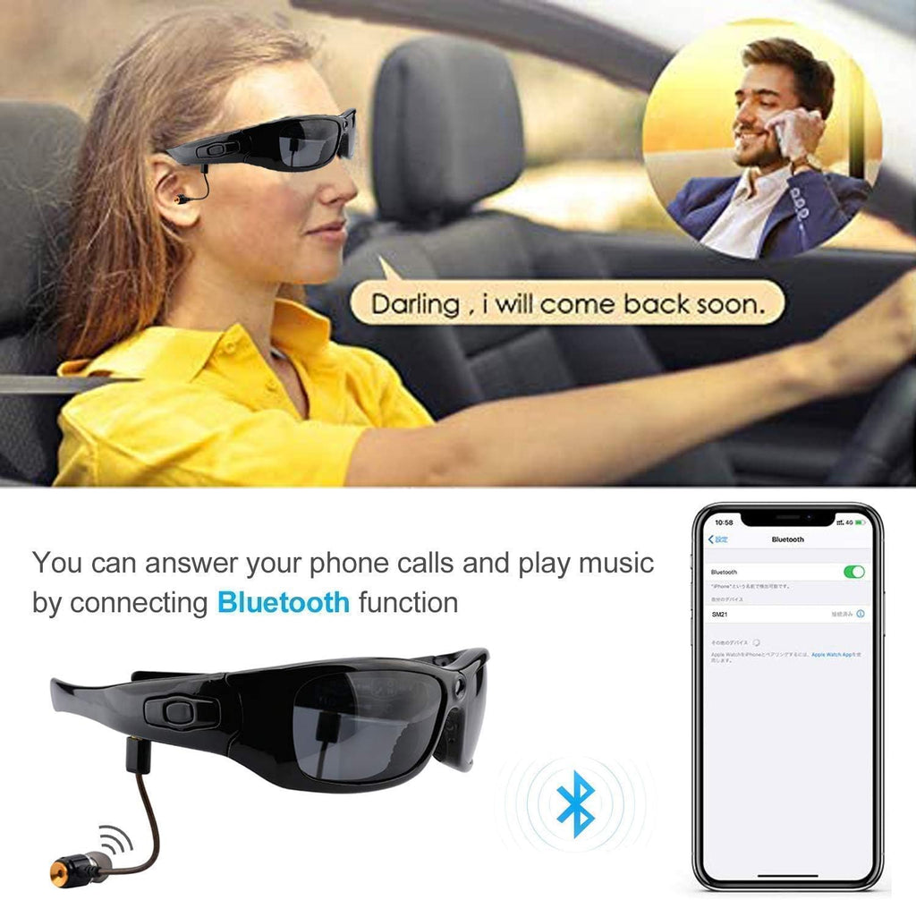 Bluetooth Sunglasses Camera Full HD 1080P Video Sunglasses Sports Action Camera with Polarized UV Protection Safety Lenses G895