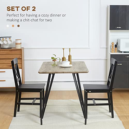 Black Wooden Cross Back Dining Chairs Set of 2 G2192