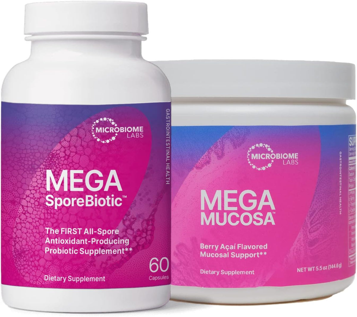 60 Capsules Spore-Based Probiotic and 5.5oz Powder Supplement Bundle J525