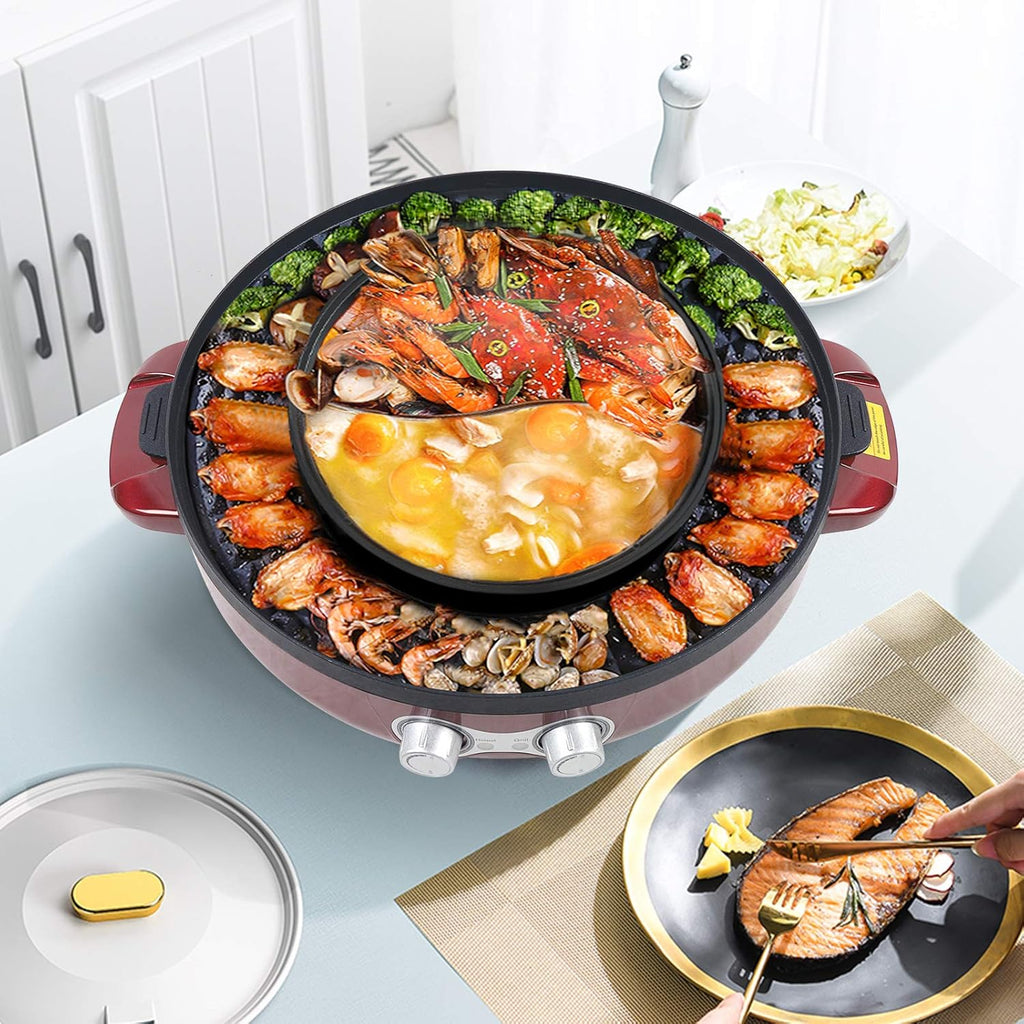 2 in 1 Electric Grill and Hot Pot with Nonstick Coating R778747