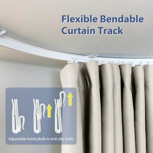 Blackout Room Divider Curtain with White Rail, W8.3 x H7ft T837
