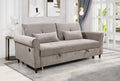 Brown Fabric Convertible Sleeper Sofa Bed with Pullout Bed and 2 Pillows X960