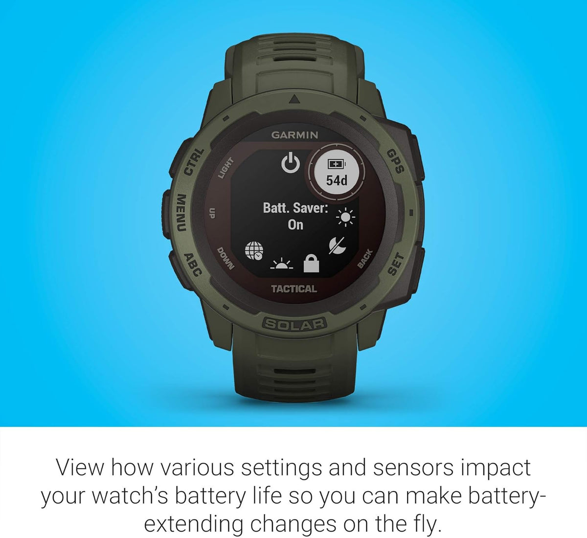 Moss Green Solar-Powered Rugged Outdoor Smartwatch V635