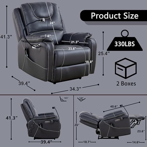 Reddish Brown Electric Recliner with Heat and Massage R4921