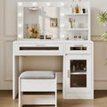 White Vanity Desk with Mirror and Drawer G1102