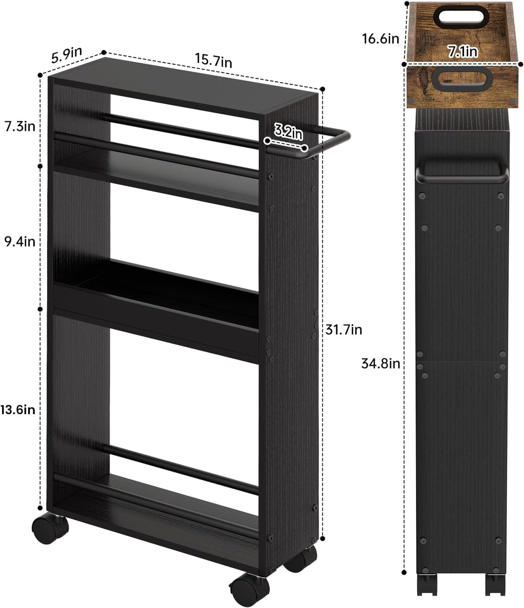 Slim 4 Tier Rolling Storage Cart with Handle E859343
