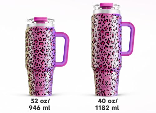 40 oz Insulated Stainless Steel Tumbler with Handle and Straw C97796