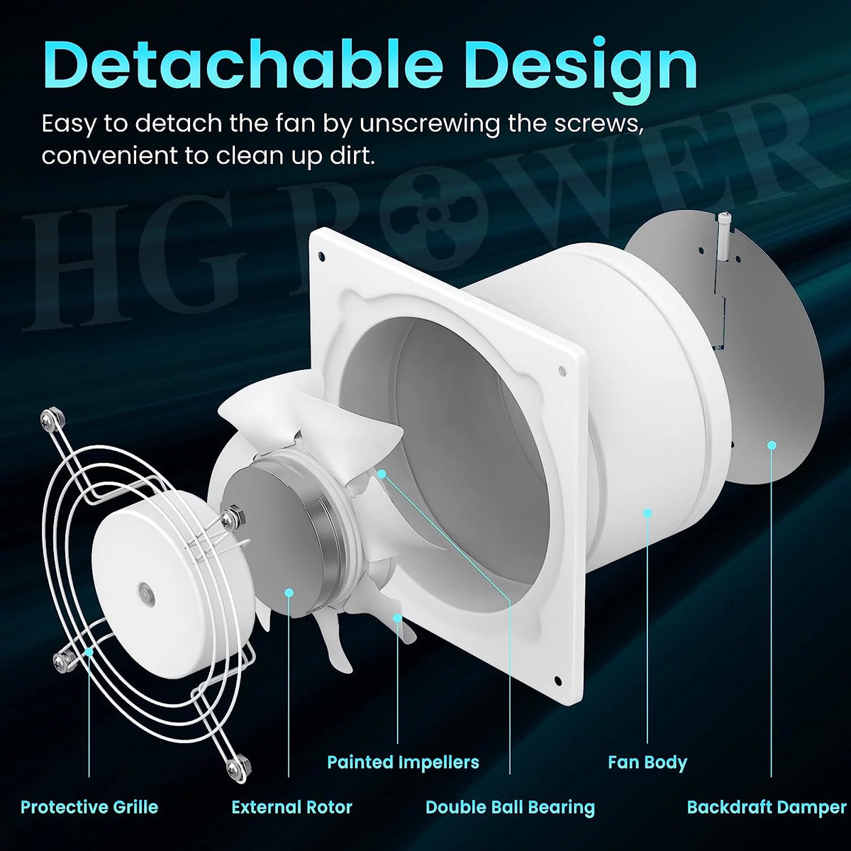 White 6 Inch Wall Mount Exhaust Fan O413