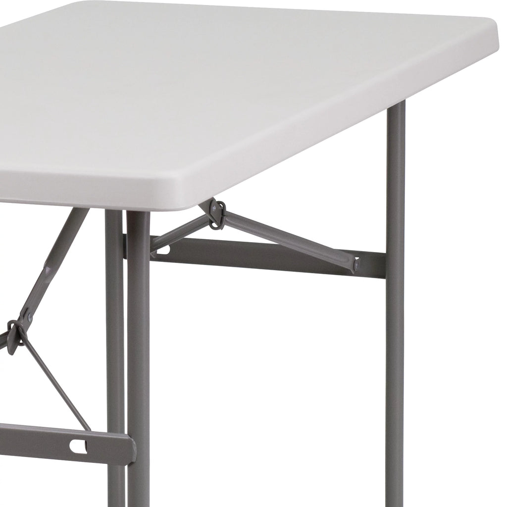 4-Foot Granite White Plastic Folding Table V8282