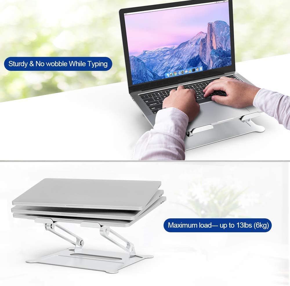 Aluminum Laptop Stand, Ergonomic Adjustable Notebook Stand, Silver N397036