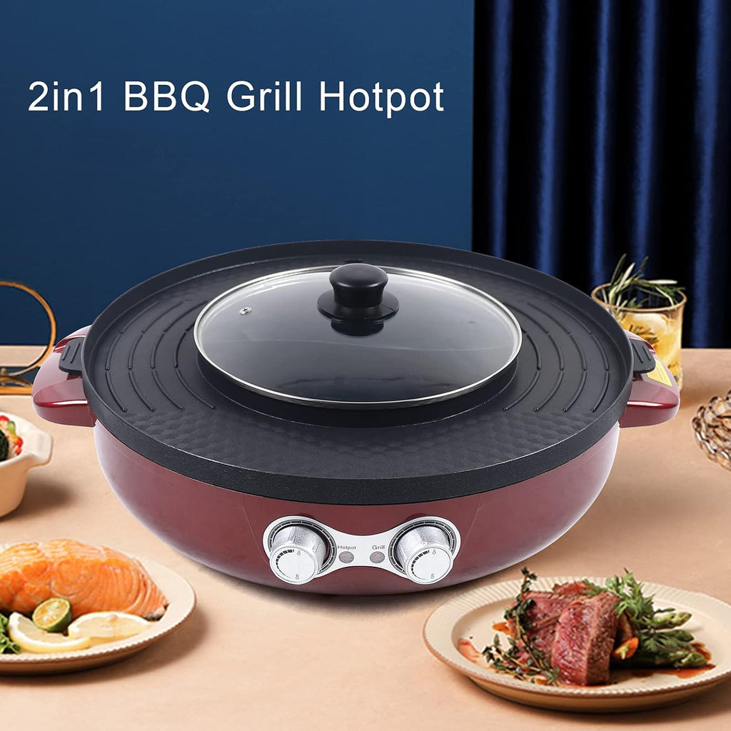 2 in 1 Electric Grill and Hot Pot with Nonstick Coating R778747