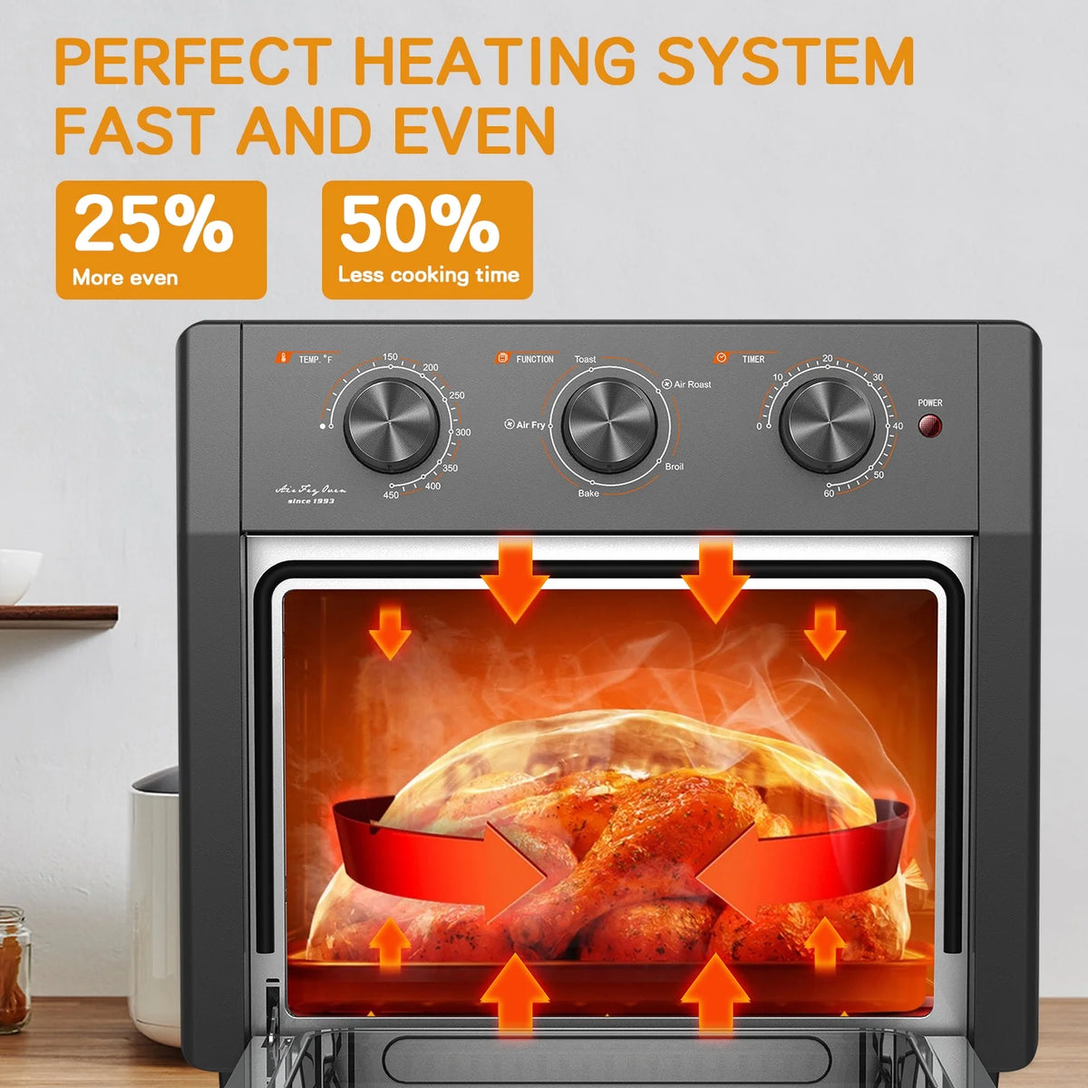1300W 20Qt Air Fryer Toaster Oven Combo with Non Stick Basket Z896
