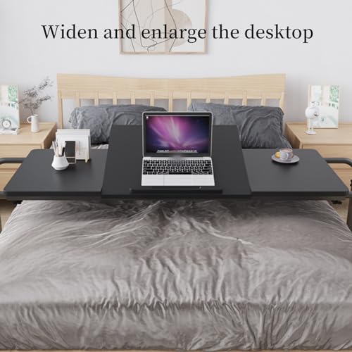 Adjustable Height Black Overbed Table with Wheels O3941
