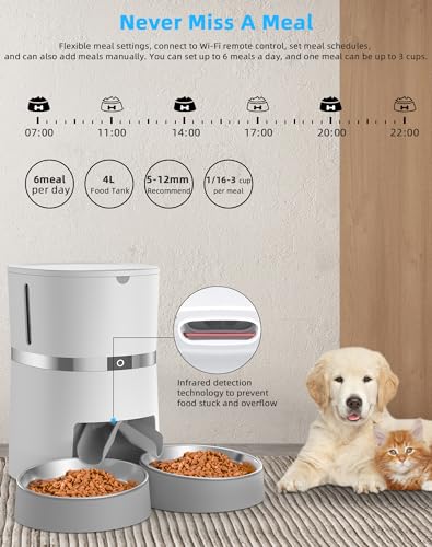 Automatic Cat Feeder with Two-Way Splitter and Double Bowls Y82627