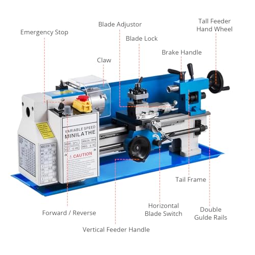 550W Mini Metal Lathe 7" x 12" Benchtop with 3-Jaw Chuck X342864