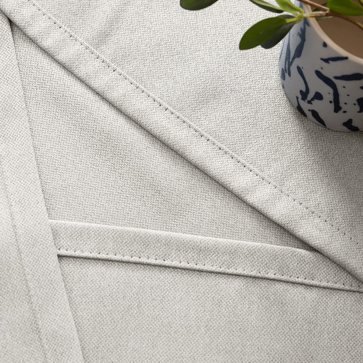 Faux Linen Total Blackout Extra Long Curtain, 52 x 144 Inch, 1 Panel, Silver White K573