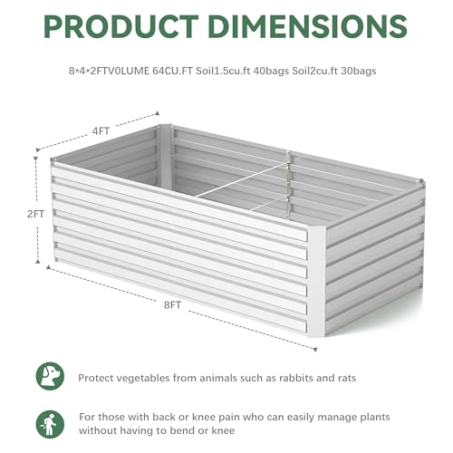 2pcs 8x4x2ft Galvanized Raised Garden Bed G77949