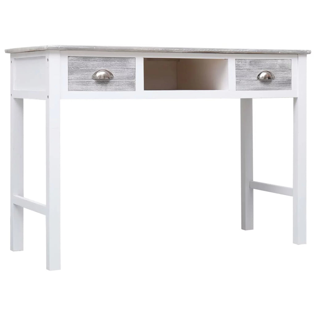 Gray Wood Writing Desk with 2 Drawers 43.3in x 17.7in x 29.9in B2667