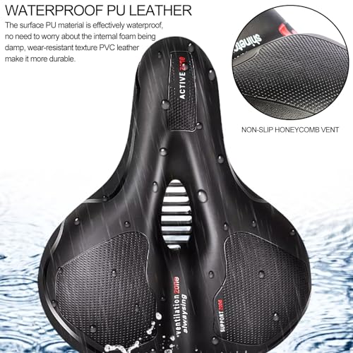 Wide Bicycle Saddle Seat with Dual Shock Absorbing Ball, Thickened Memory Foam, Waterproof N1402