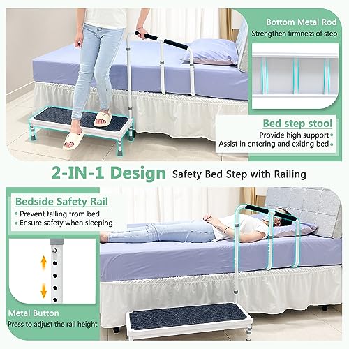 Bed Step Stool with Rail for High Beds - 400lb K216390