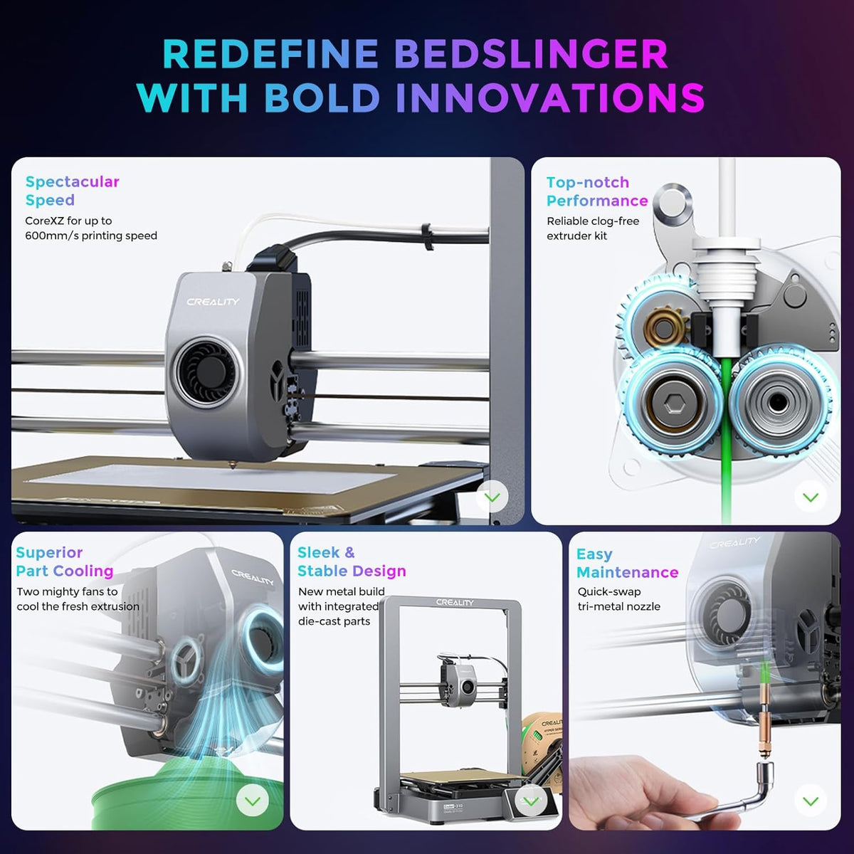 3D Printer with 600mm/s Printing Speed, Direct Drive Extruder, 60W Hotend Heater, Red PLA Filament X74588