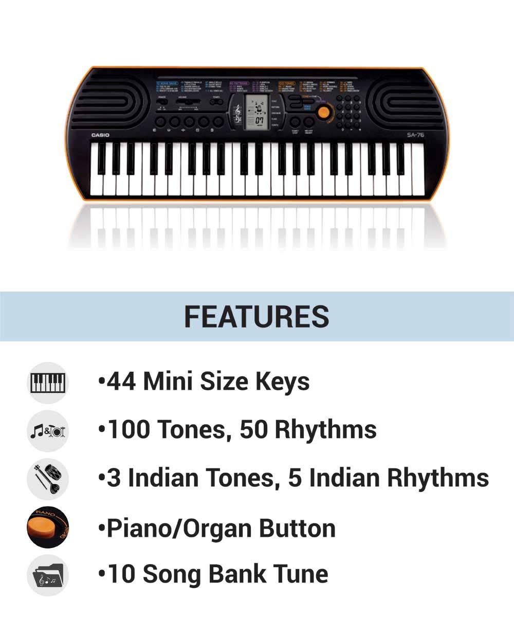 44-Key Electronic Mini Keyboard Black Orange I162