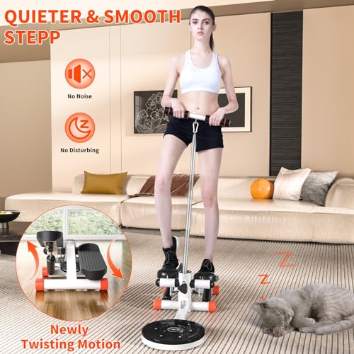 Mini Twist Stepper with Resistance Bands, 330LBS Weight Capacity, Adjustable Twist Table, LCD Monitor D527